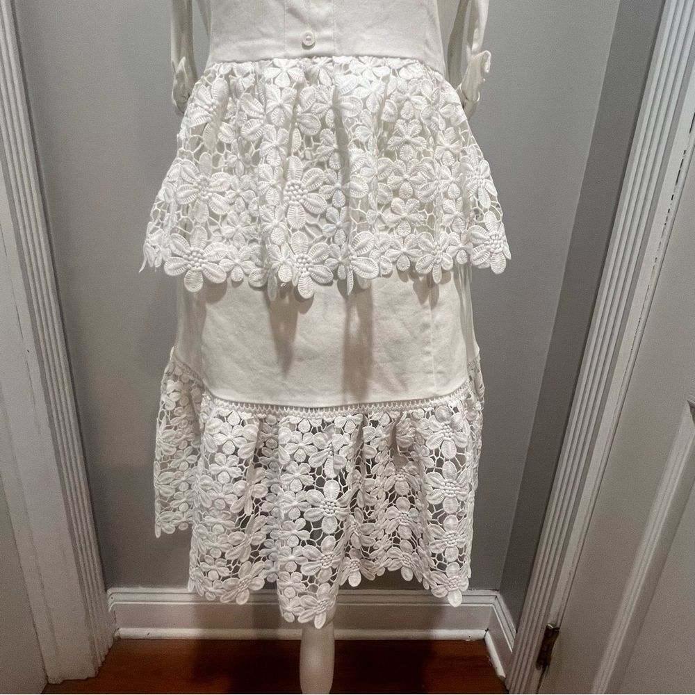 NWT Endless Rose White lace Tiered off the shoulder women's mini dress large - Picture 6 of 14